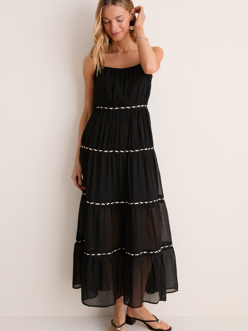 Tuckernuck Black Smocked Ric Rac Sabina Dress Size XxS